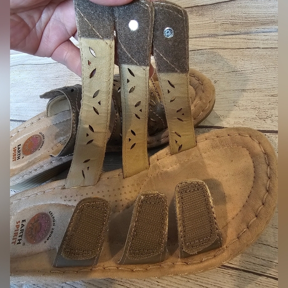 Earth Spirit Size 7.5 Metallic Rubi Hook & Loop Slip On Comfort Leather Sandals - Picture 4 of 7